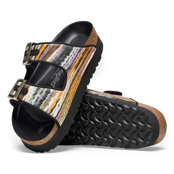 BIRKENSTOCK PAPILLIO Arizona Multi Yellow Textile Sandals 40 / 9 Narrow NEW - Picture 2 of 9